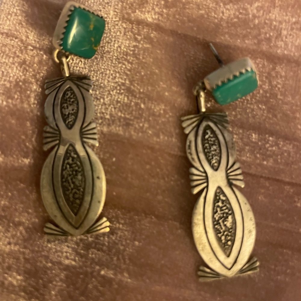 Turquoise and sterling silver drop earrings